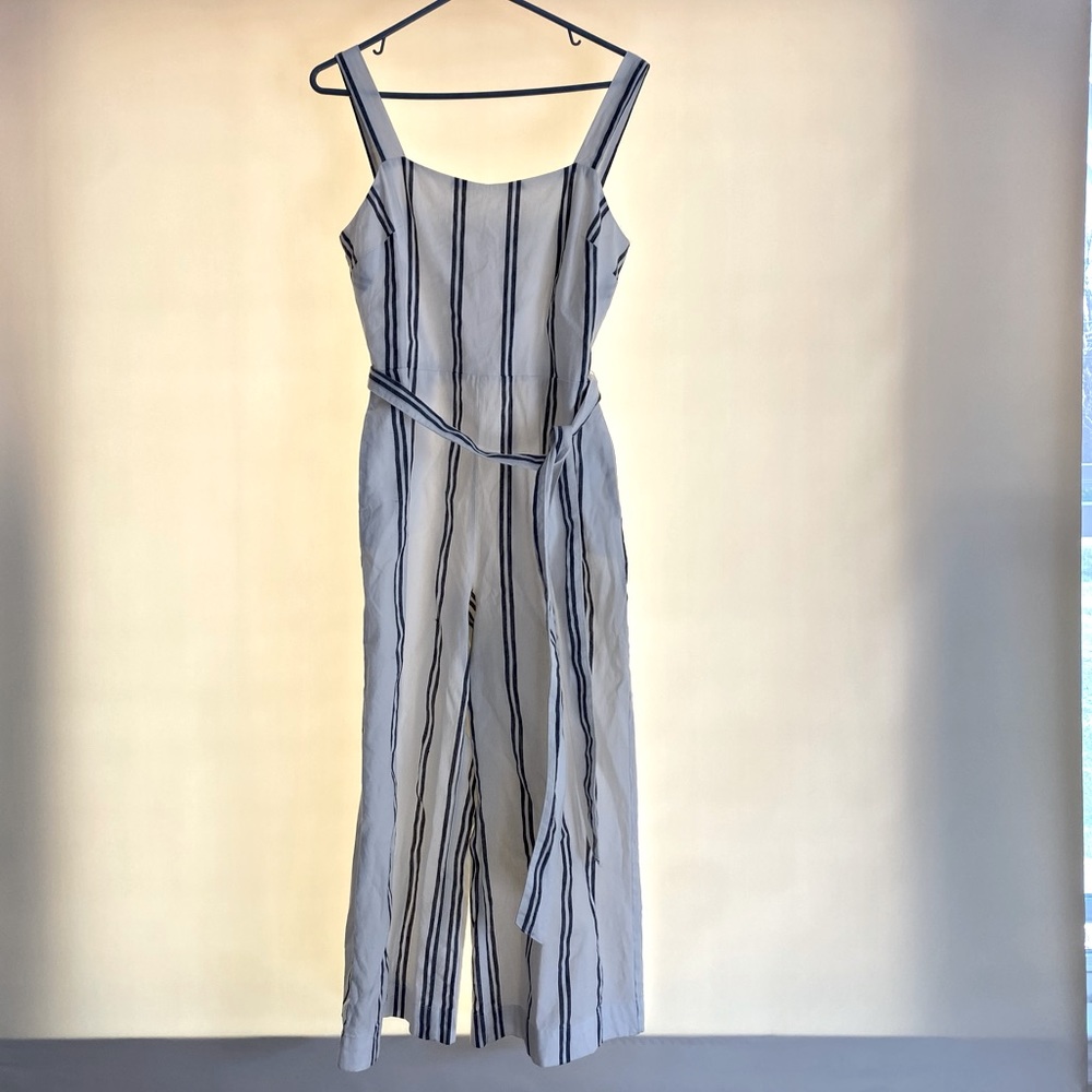 Gap white and navy crop jumpsuit